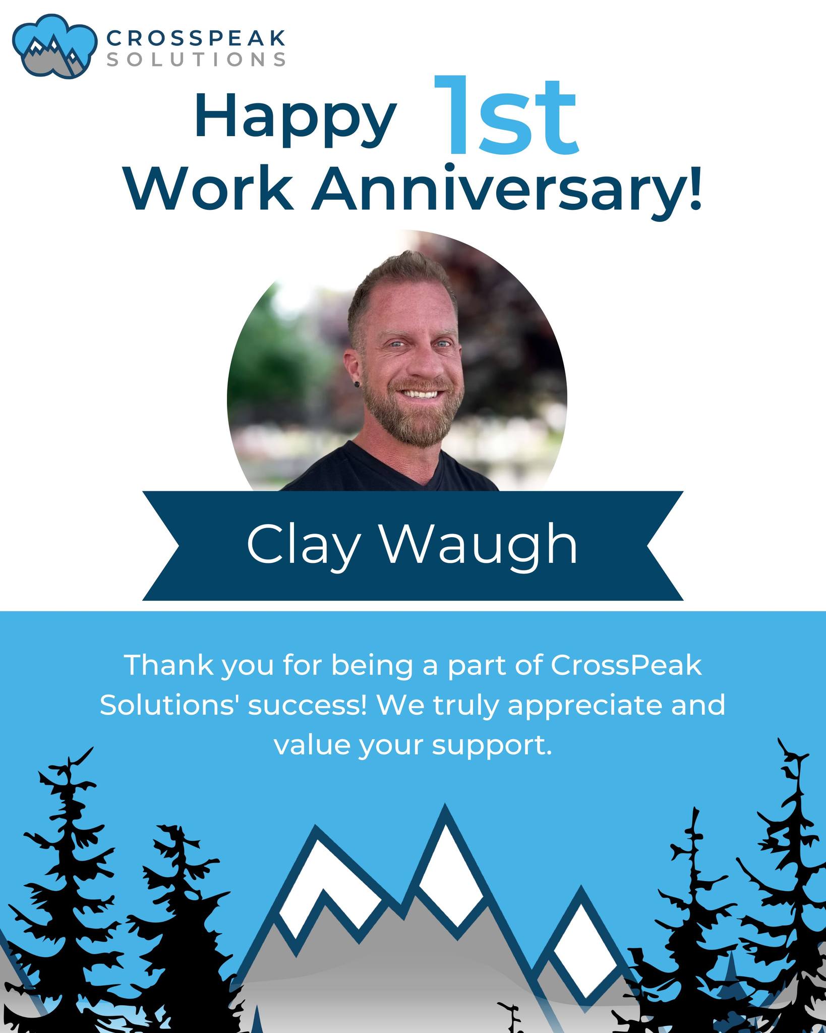 Clay Waugh celebrates a work anniversary