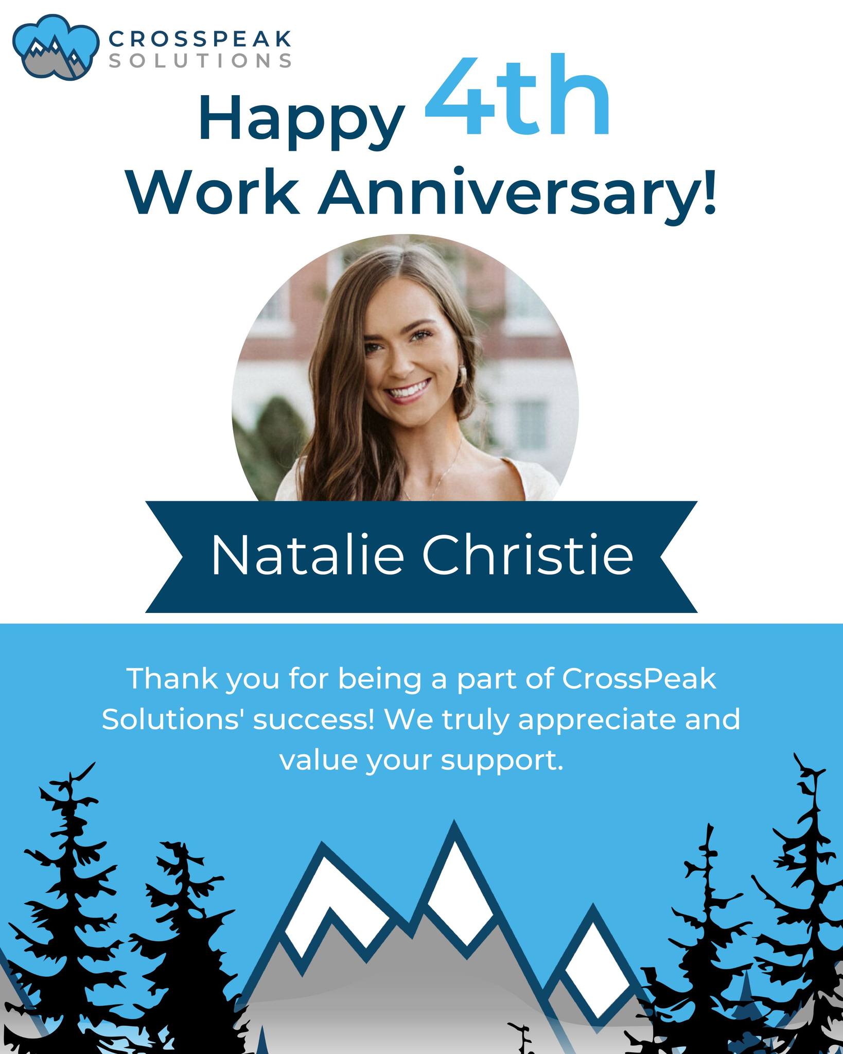 Natalie Christie celebrates a work anniversary
