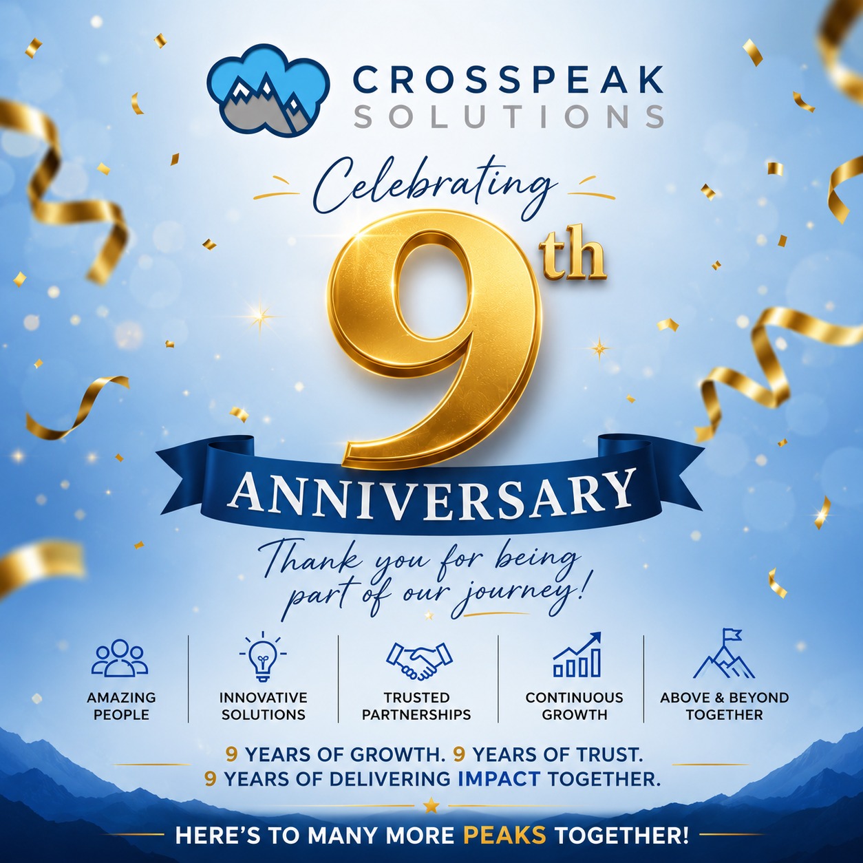 CrossPeak Solutions celebrates its 9th anniversary